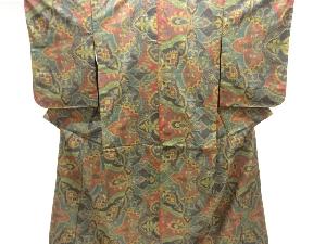 クリスマスセール大特価品　未使用品　花更紗模様織り出し本場泥大島紬着物(5マルキ)